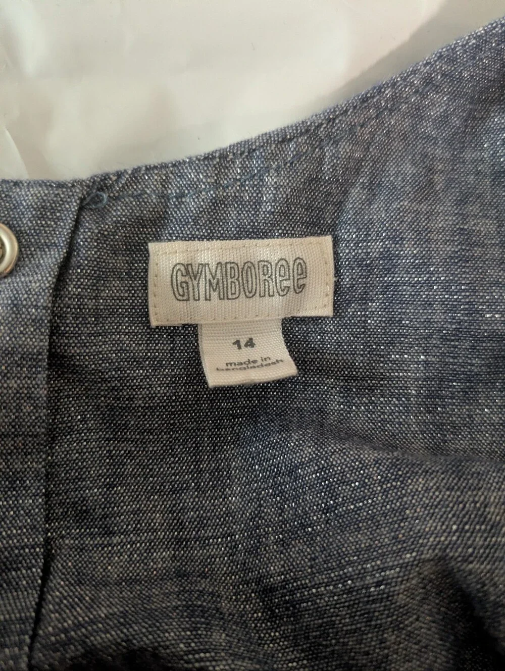 Gymboree Girls Blue Cotton Chambray Silver Shimmer Ruffled Tiered Dress Sz 14
